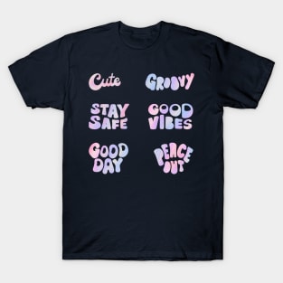 Gradient Holo Retro Vintage Typography Set T-Shirt